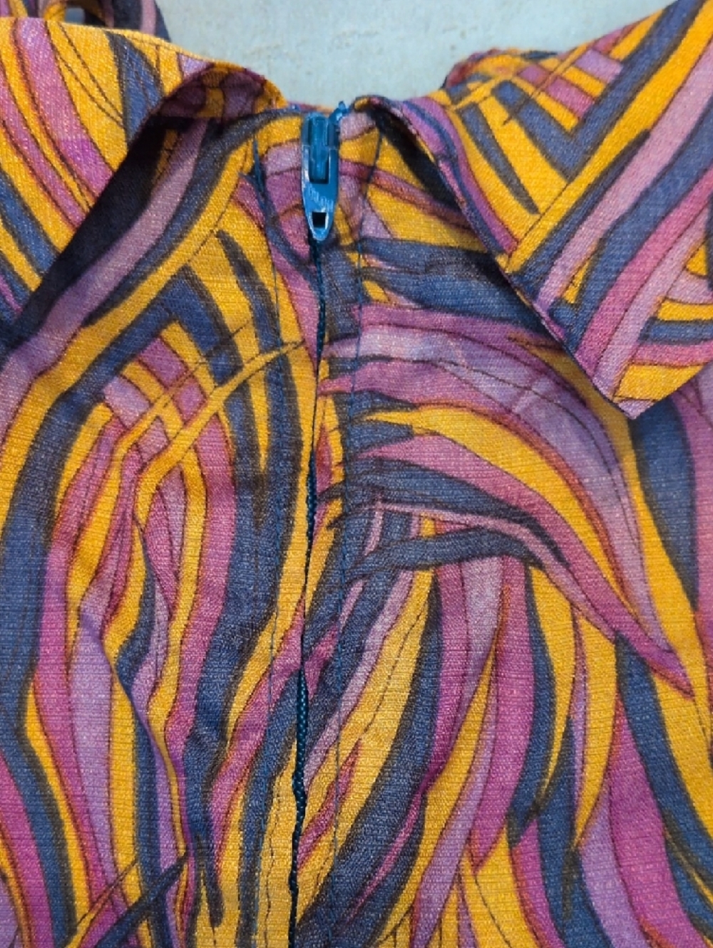 Beeline Brand Vintage 60's Swirl Print Midi Dress in Pink, Yellow, Purple - Picture 10 of 10